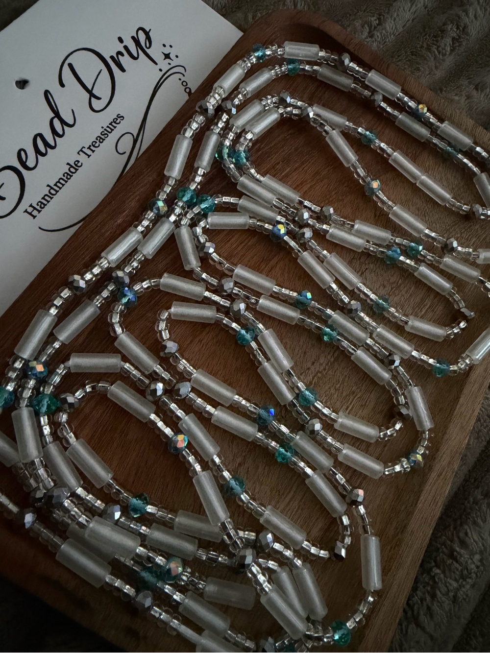 Handcrafted White and Teal Women's  waist beads Unbranded